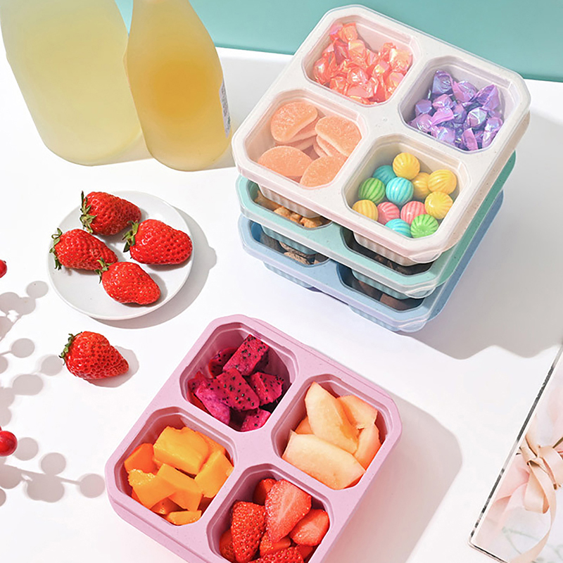 Meal Prep Kinder - Contenedores de aperitivos con 4 compartimentos,