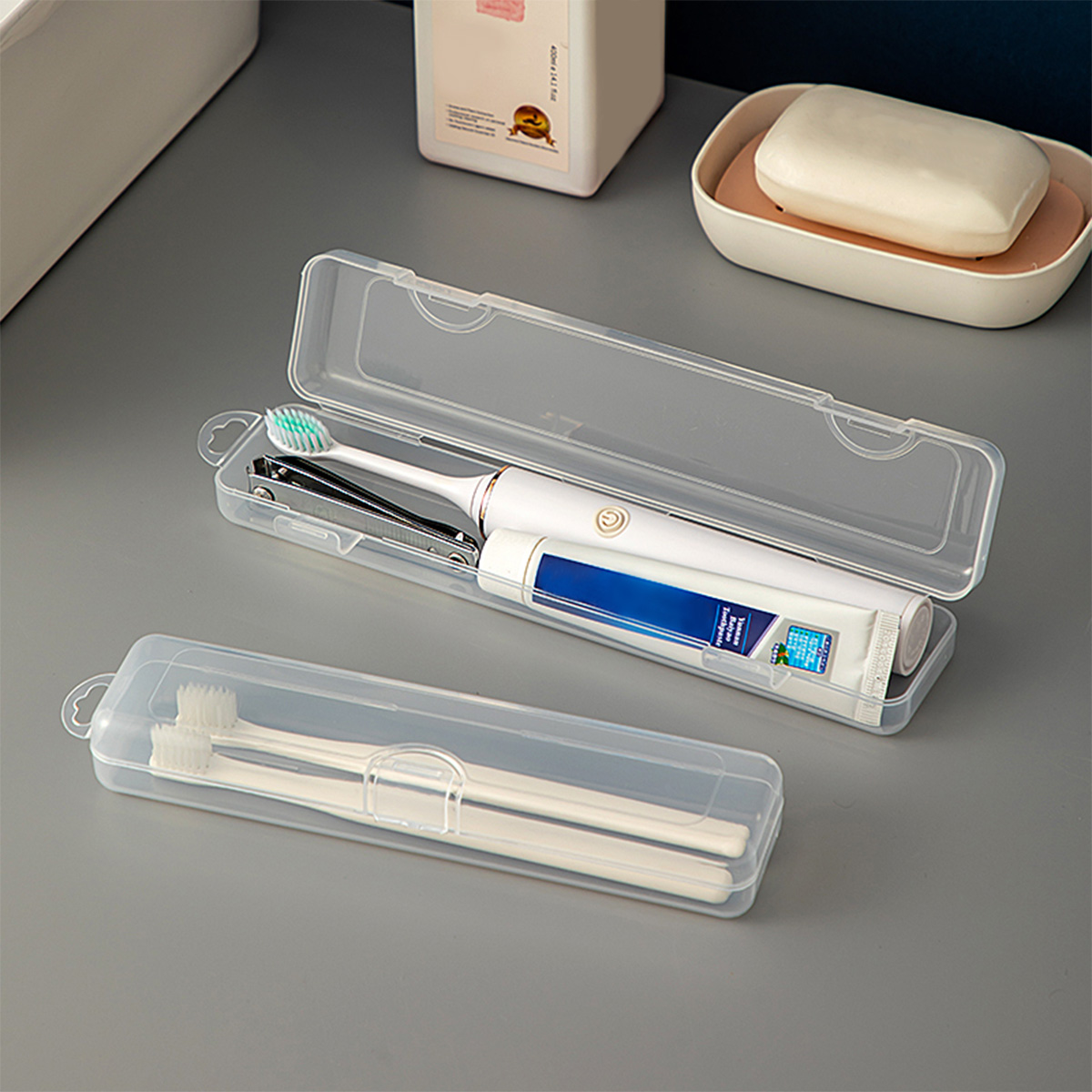 Meal Prep Box - WORTHBUY Caja organizadora transparente para cepillo
