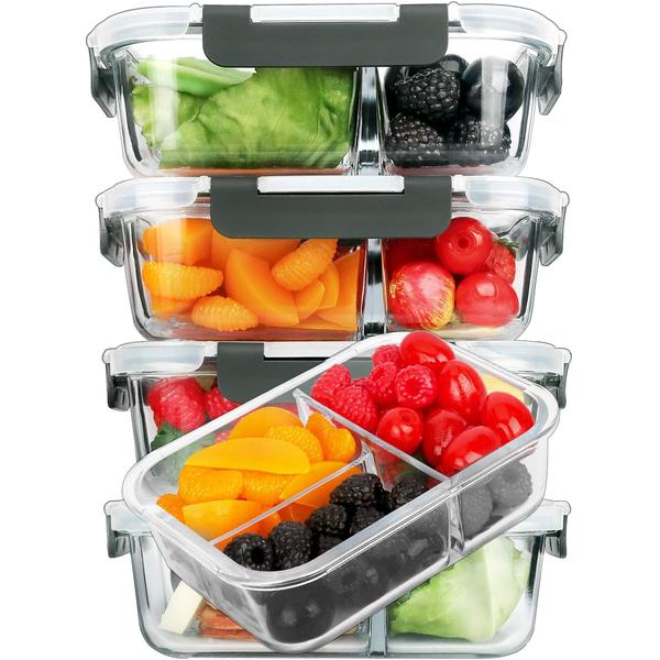 Meal Prep Gym - Juego de 5 Recipientes de Vidrio