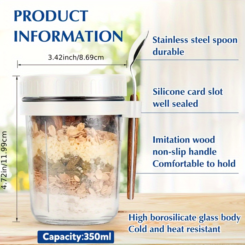 Taza de vidrio para avena, rec - Overnight Oat Jar reseña y precio