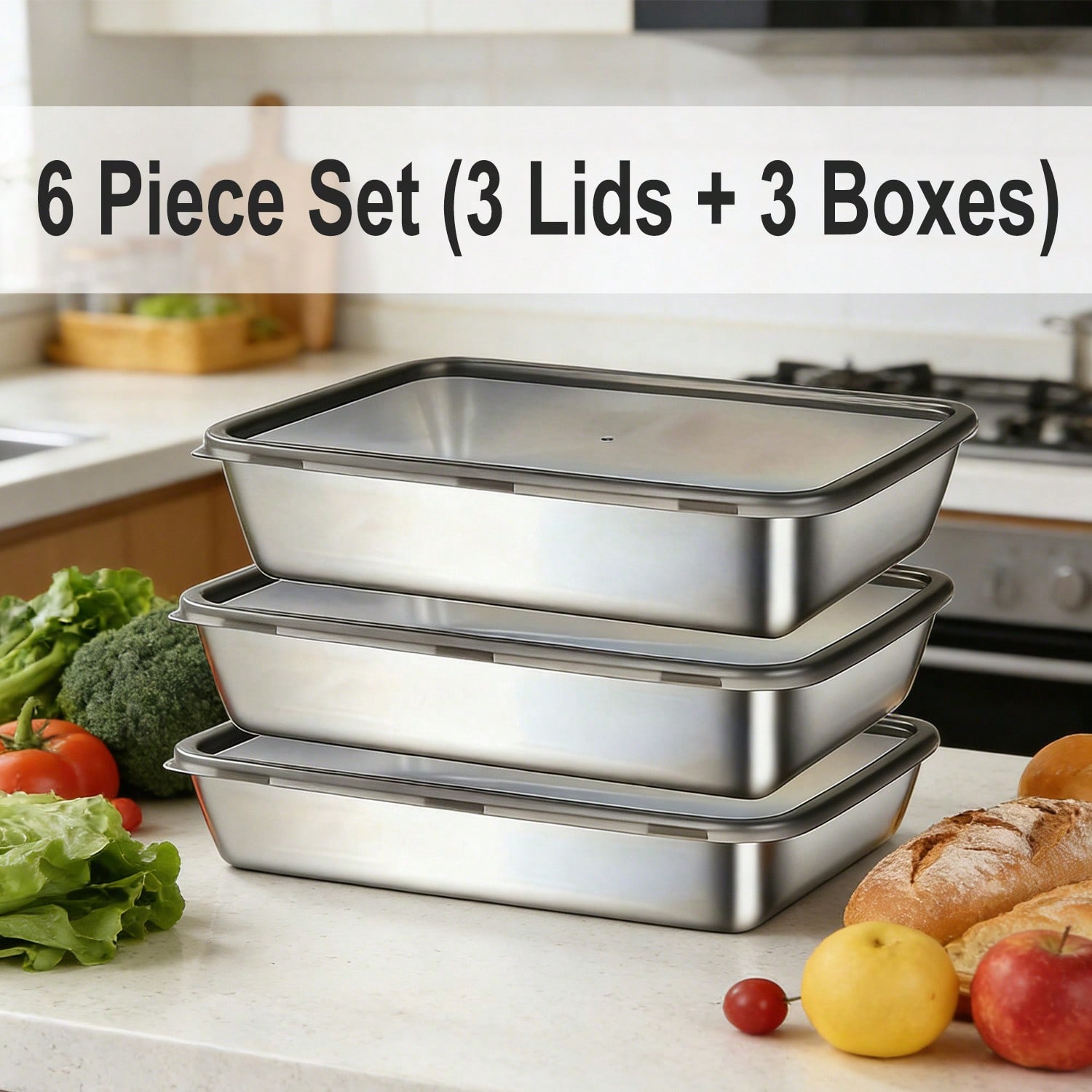 Juego de 6 recipientes (3 caja - Meal Prep Box reseña y precio