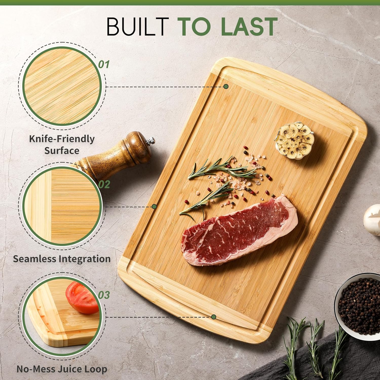 Tabla de cortar grande de bamb - Meal Prep Juice reseña y precio