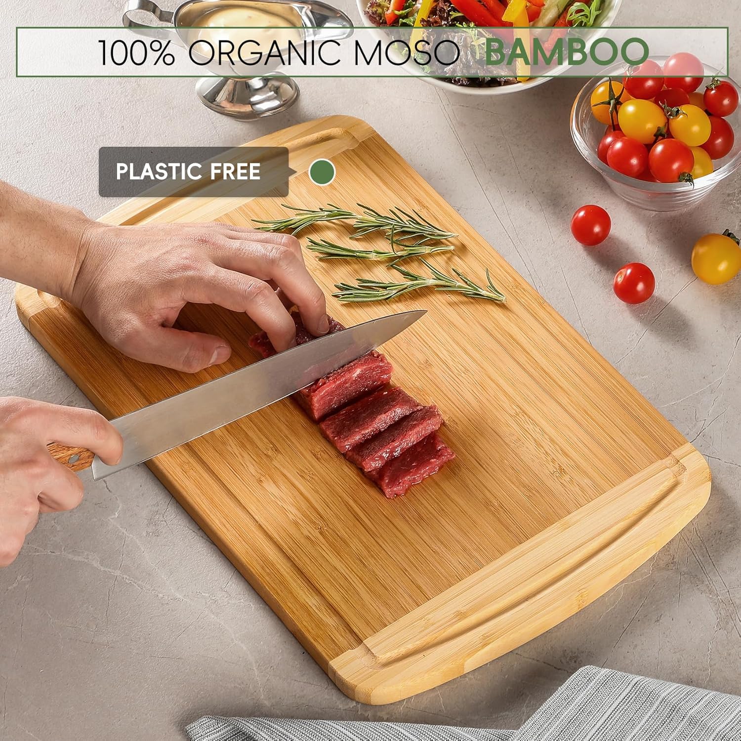 Tabla de cortar grande de bamb - Meal Prep Juice reseña y precio