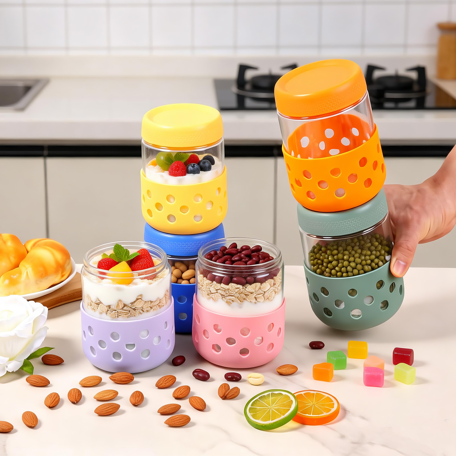 Paquete de 2/4/6 Recipientes d - Overnight Oat Jar reseña y precio
